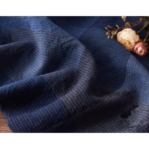 Linen-dyed fabric 2019 spring and summer blue encryption brand dress fabric High-end linen fabric