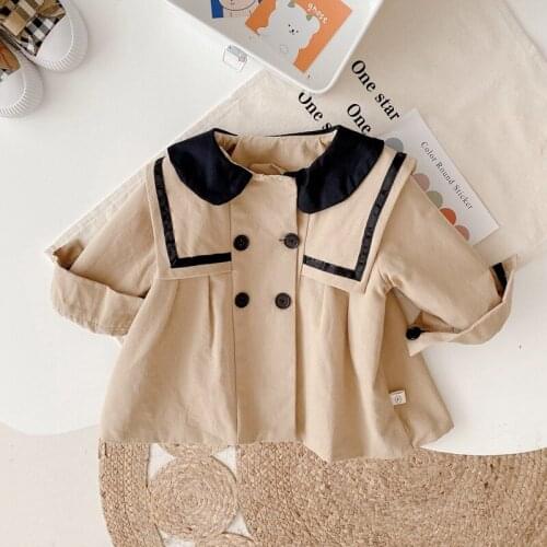 Fashion Girls Princess Trench Coat Baby Infants Kids Children Autumn Long Sleeve Double Breasted Cardigan Jackets Outwear ADK148