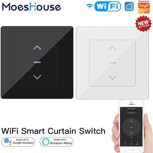 New WiFi Smart Curtain Switch Touch Design for Motorized Curtains and Roller Blinds work with Tuya Smart Life App Alexa Google