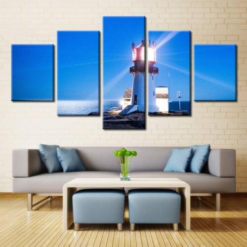 Unique Art Day Early In The Morning 5 Panel Canvas Painting Printing Home Decoration Coating Waterproof Ink Wall Picture
