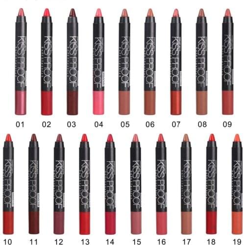 Waterproof Kiss proof Soft lipstick Pencil M.N lipstick Cosmetics 19 colors available Brand New in box 60pcs/lot Lips Makeup