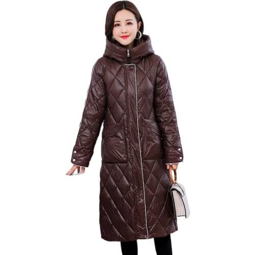 2021 new Lady Long Loose Hooded Parka Winter Women Jacket Casual Thick Gloosy Parka Coat Student Female Fashion Jacket