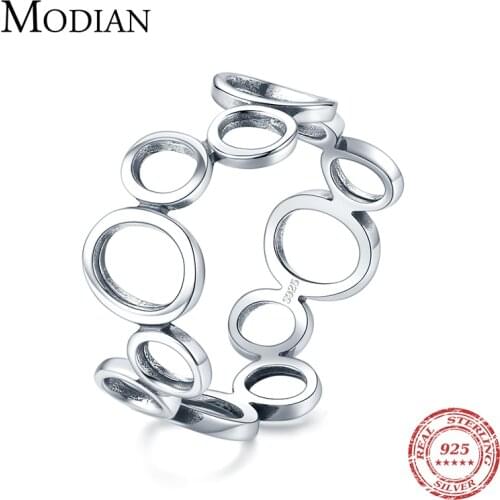 Modian 2021 Real 925 Sterling Silver Irregular Round Finger Ring Fashion Party Accessories For Women Fine Statement Jewelry Gift