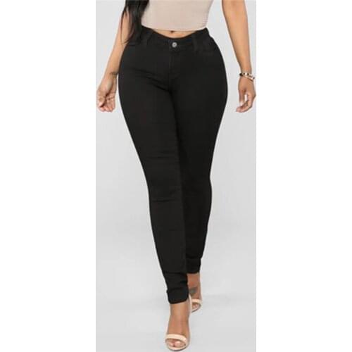 Women Sexy Skinny High Stretch Jeans Casual Solid Color Simple Pencil Pants Hot Sale High Waist Trousers For Female