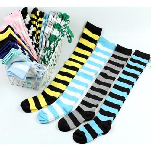 WomenS Striped Stockings Spring Autumn Colourful Thighs High Erotic Socks Fashion Comfortable Warm Over Knee Socks For Girls