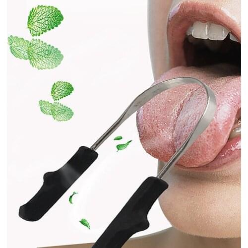 1PC Useful Tongue Scraper Stainless Steel Oral Tongue Cleaner Medical Mouth Brush Reusable Fresh Breath Maker