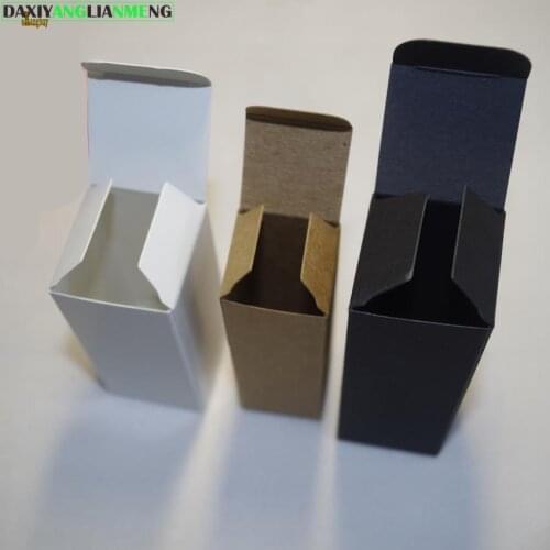 100pcs/lot 2.5x2.5x7.2cm White black kraft Paper Box Lipstick Perfume Essential Oil Bottle packaging boxes valve tube package