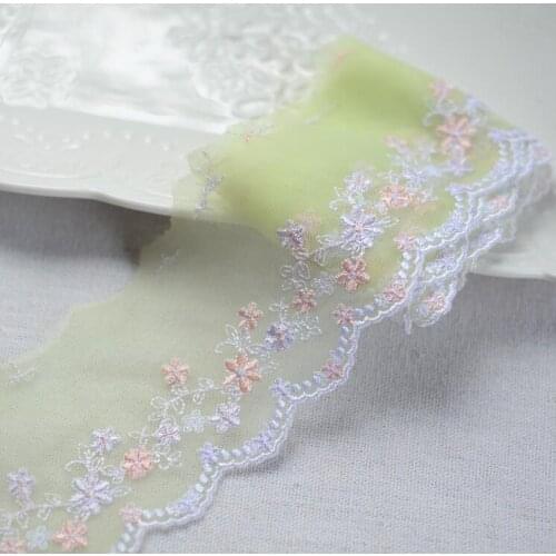 2 Meters /lot 7CM Delicate Green Embroidery Water Soluble Sewing Lace Fabric Lace Trim