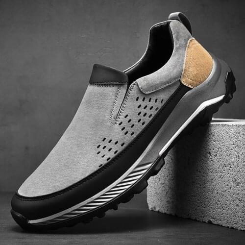 2021 Summer New Trend Brand Men Genuine Leather Casual Shoes Lazy Flats Loafers Comfy Breathable Fashionable Driving Shoes