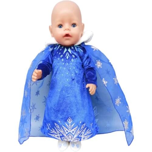 43 cm new born baby doll clothes elsa princess dress 18 inch american og girl doll dress