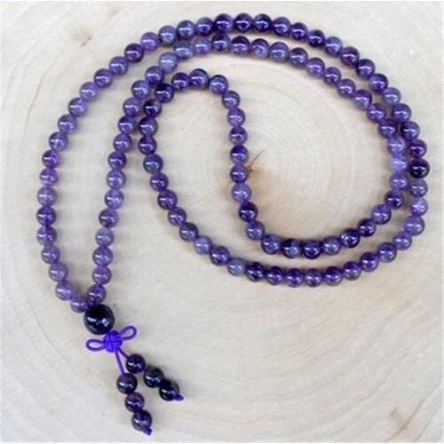 6mm Amethyst Purple Crystal 108 Beads Tassel Necklace Bracelet Spiritua Chakra Meditation Yoga Buddhism Mala Japa Wristband