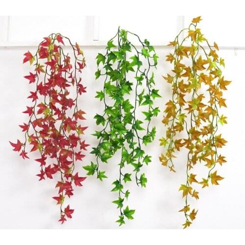 6 Forks Artificial Flower Decorations Wall Decor Pop Art Maple Leaf Weeping Willow Plant Home