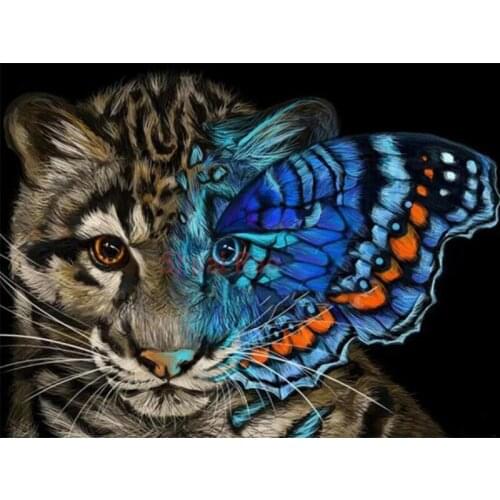 Diamond Embroidery Cat Full Round With AB Drill Diamond Painting Kits Butterfly Rhinestones Pictures Home Decor Art Gift