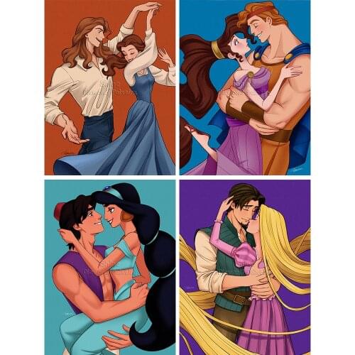 Diamond Painting Cartoon Disney Princess Couple 5D DIY Full Square Round Handmade Mosaic Set Embroidery Cross Stitch Home Decor