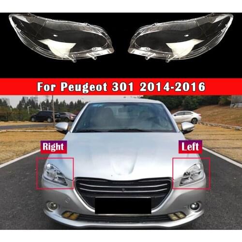 Car Headlamp Lens For Peugeot 301 2014 2015 2016 Car Headlight Lens Auto Shell Cover Transparent Lampshade Auto Head Lamp Light