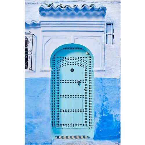 White Blue Wall Arch Door Photography Background Custom Backdrop Props for Portrait Children Baby Pets Photocall Photo Studio