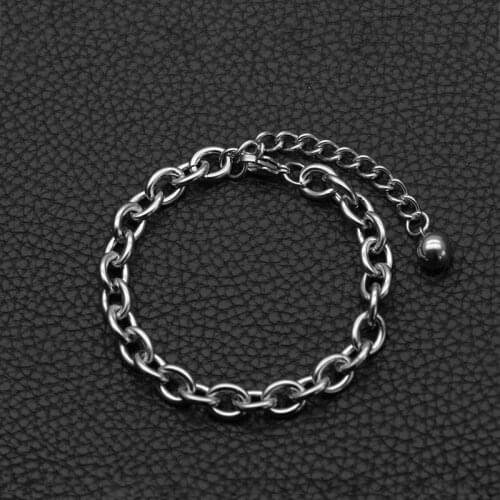 Chain Bead Bracelets Stainless Steel Men & Women Big Rolo 8mm Silver Color Bracelet for Couples Unisex Wrist Gifts Jewelry