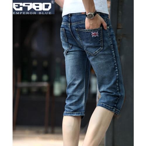 Top quality 2021 Fashion Summer washing Embroidery Calf-Length Pants Denim Biker breeches Hip hop Cowboy teenagers Capri men