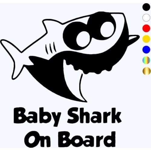 CK20136# Funny Vinyl Decal Baby Shark on Board Car Sticker Waterproof Auto Decors on Truck Bumper Rear Window