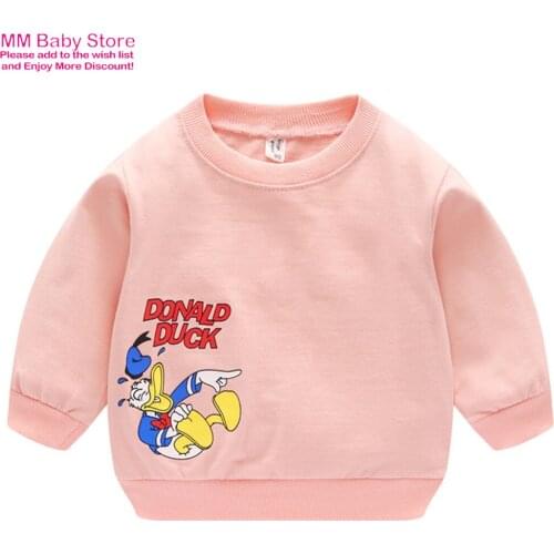Children Clothes Autumn Winter Long Sleeve Sweaters Baby Boys Girls Donald Duck Print Tops No Cap Casual Sweatershirt Outwear
