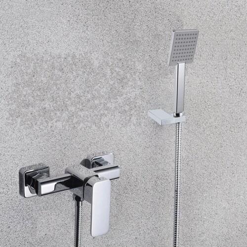 Chrome Solid brass shower mixer faucet wall mounted Cold and hot water tap faucet mixing valve shower set-M5450