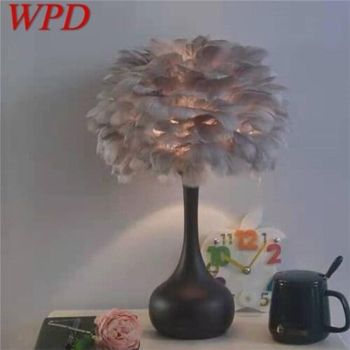 WPD Creative Table Lamps Contemporary Feather Desk Lights for Home Living Bed Room Decoration