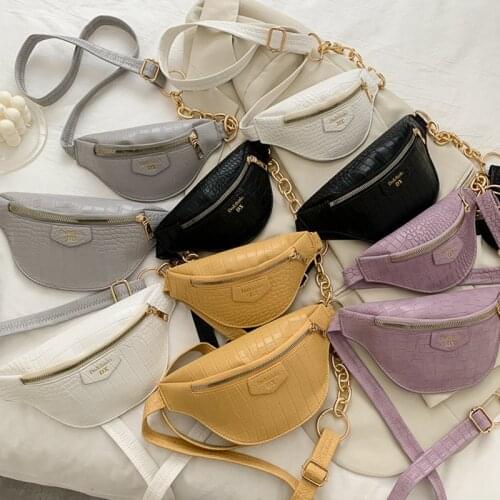 2020 Fashion Chain Fanny Pack Women Waist Bag New Brand Belt Bag High Quality PU Leather Chest bag Belly Bag Two Size