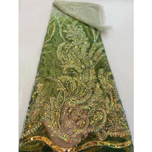 Fashion Embroidery Tulle Lace Beads with beads ZH-528882 Fabric African French Lace Fabric For Clothes Sewing