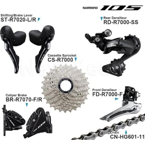 SHIMANO 105 2x11v Groupset include R7020 LEVER - 2x11-speed R7070 Rear Caliper R7000 Derailleur Cassette HG601 Genuine parts