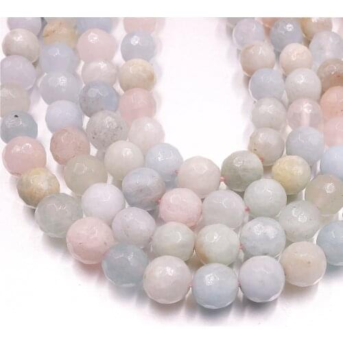 Natural morganite beryl 6mm faceted round beads colorful gemstone bead charm For Jewelry Making DIY perlas Bracelet necklace
