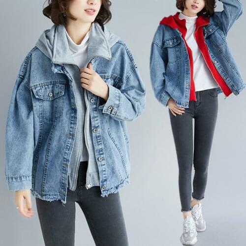 2019 new fashion Will fall and winter thin stitching jean jacket price loose big yards