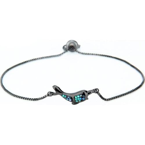 2021 new European and American style micro inlaid colored shellfish zircon dolphin color pendant ladies bracelet