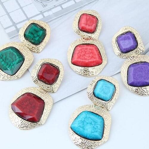 New Design Acrylic Gold Geometric Big Dangle Earrings For Women Bohemia Punk Resin Drop Earring Wedding Jewelry