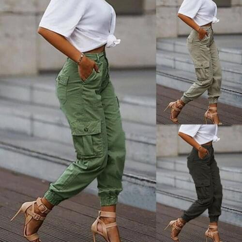 Autumn Women Cargo Pants Multi Pockets High Waist Trousers Loose Cargo Casual Sweatpants Hip Hop Punk Harajuku Streetwear Pants