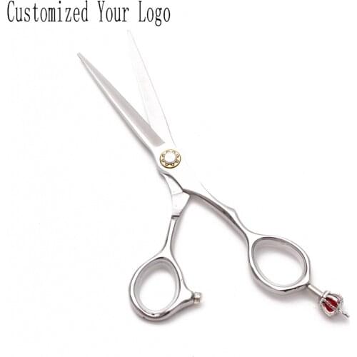 6" Barber Scissors Red GEM C9020 Engraving Logo JP 440C Haircut Set Cutting Scissors Thinning Shears Professional Hair Scissors