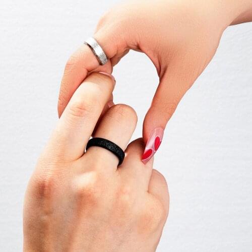 Sindlan 2Pcs Punk Silver Color Simple Rings for Couple Geometric Stainless Steel Matte Unisex 2021 Fashion Jewelry Anillos Bauge