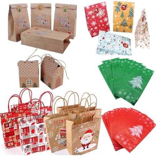 Christmas Paper Gift Box Bags 2020 Navidad Christmas Decorations for Home Candy Gift Packing Plastic Paper Bag New Year Supplies