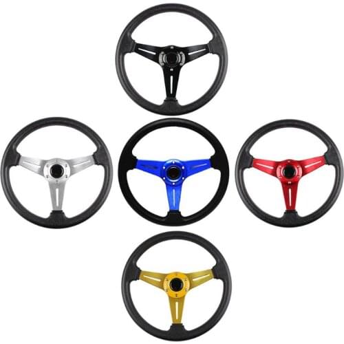 New Car Sport Drifting Steering Wheel Racing Type High Quality Universal 14 inches/350MM Aluminum+PU 6 Color Optional JG-SW09