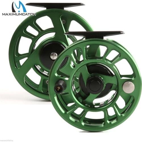 Maximumcatch NZ 3/4/5/6/7/8wt Green Fly Reel CNC Machine Cut Aluminum Fly Fishing Reel Large Arbor Fishing Reel
