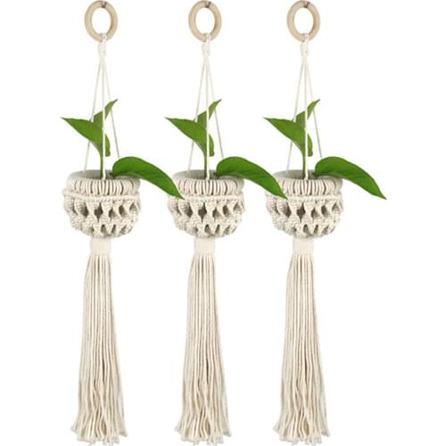 Nordic Macrame Plants Hanger Hook Flower Pot Holder Legs String Apple Style Hanging Rope Wall Art Home Garden Balcony Decoration