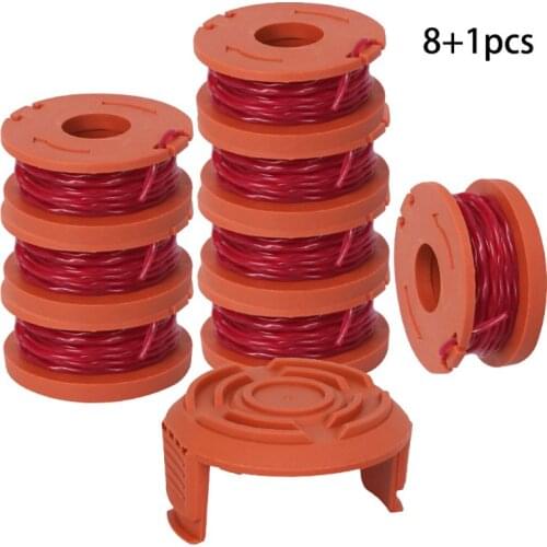 Line String Trimmer Replacement Spool 3M String Trimmer Spool Line for WORX, 9 Pack (8 Pack Grass Trimmer Line, 1 Trimmer Cap)