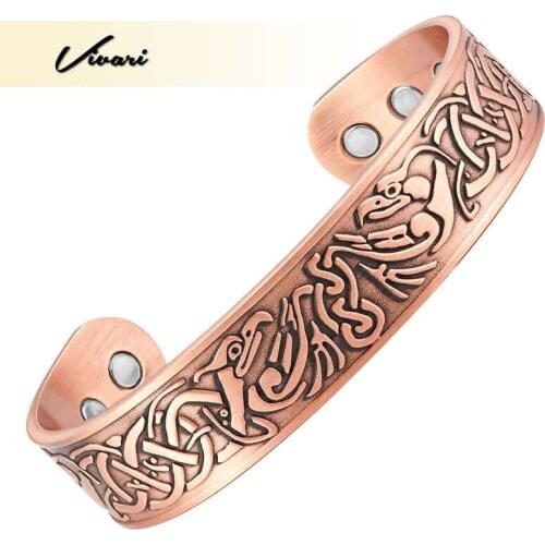 Vivari Retro Picture Copper Men Bangles Cuff for Women Magnetic Bracelet Jewelry Anti Arthritis Rheumatism Blood Pressure