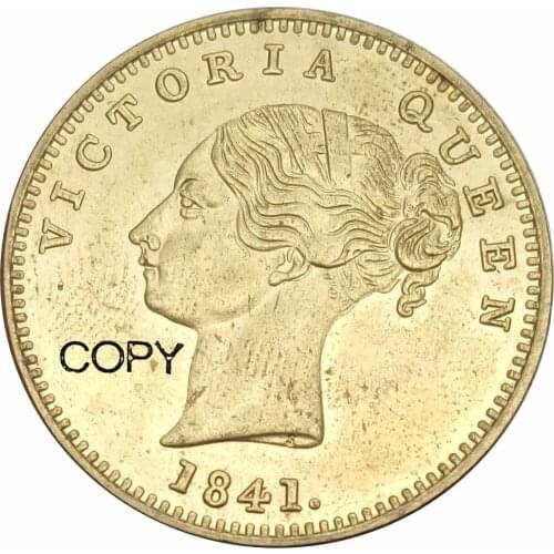 East India Company 1841 S Victoria Queen Single Braid One Mohur Gold Coin Brass Metal Copy Coin Commemorative COINS