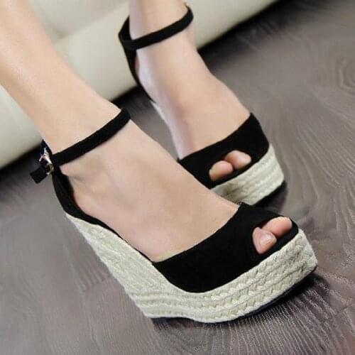 Sandals woman 2021 casual plus size wedge sandals fashion bohemian style fish mouth sandals hemp rope platform high heels shoes