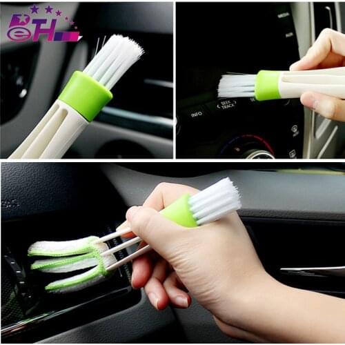 1Pcs Car Double Ended Car Air Conditioner Vent Slit Brush Instrumentation Dusting Blind Keyboard Cleaning Washer