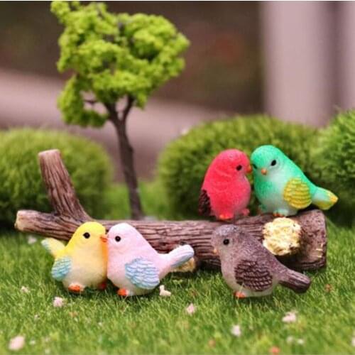 1pcs Artificial Colorful Little Bird figurine Animal Model Home Decor Miniature Fairy Garden Decoration Accessories Modern