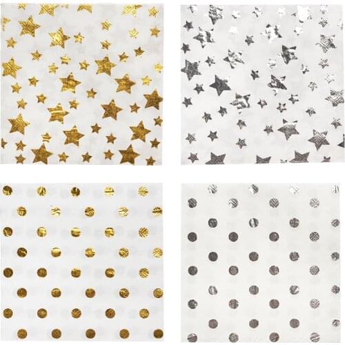 20 pcs/lot Foil Gold Dot Birthday Wedding Party Supplies Decoration Napkin Disposable Paper Plates Baby Shower Favors