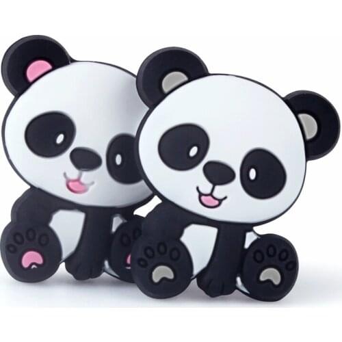 Keep&Grow 10pcs Silicone Beads Mini Panda Silicone Teething Beads Rodents Baby Teether DIY Teething Toys Necklace Pendant Gifts