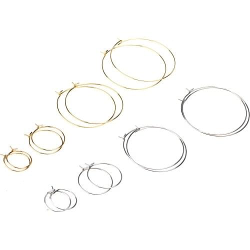 12pcs/lot Stainless Steel 6pcs/lot Golden Big Circle Wire Hoops Loop Earrings for DIY Dangle Earring Jewelry Making Hand Made