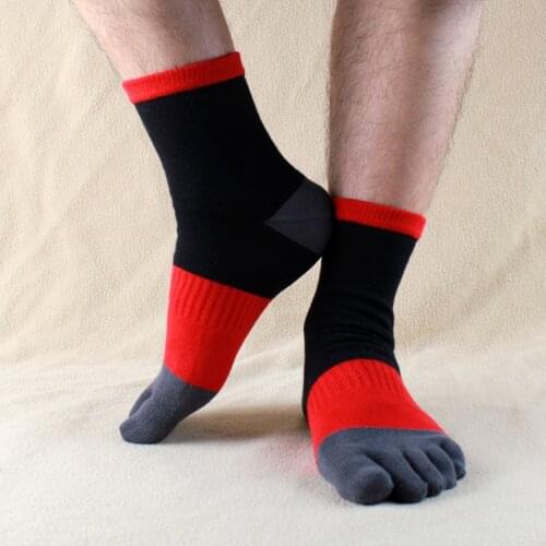 3 Pairs New Cotton Mid Tube Mens Five Finger Socks Cotton Thicken Winter Warm Colorful Male 5 Toe Socks